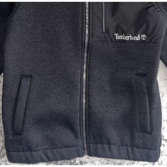 Timberland Boys High Neck Jacket Kids L 14 16 Zip Up Pockets Fleece Dark Gray - Picture 6 of 6